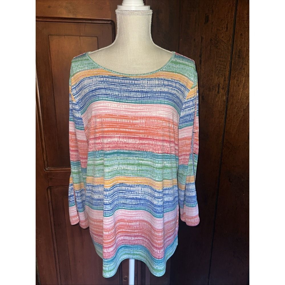 Womens Investments Blouse Top Geometric  Size XL Multicolor‎  EUC